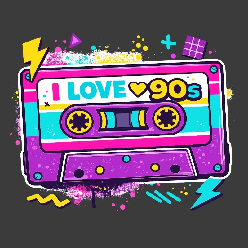 I Love 90s Cassette Graphic