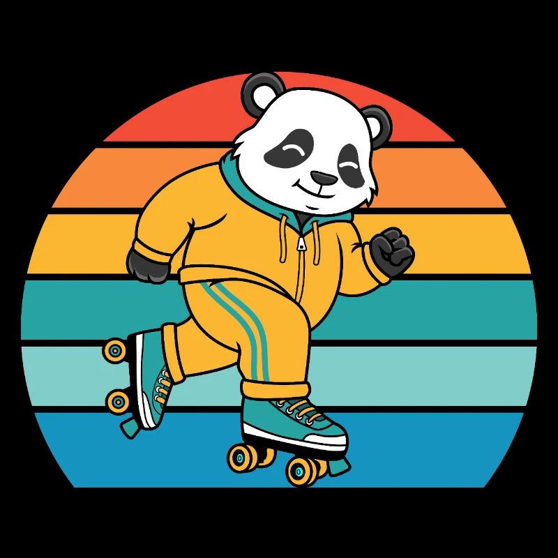 Retro Panda on Roller Skates