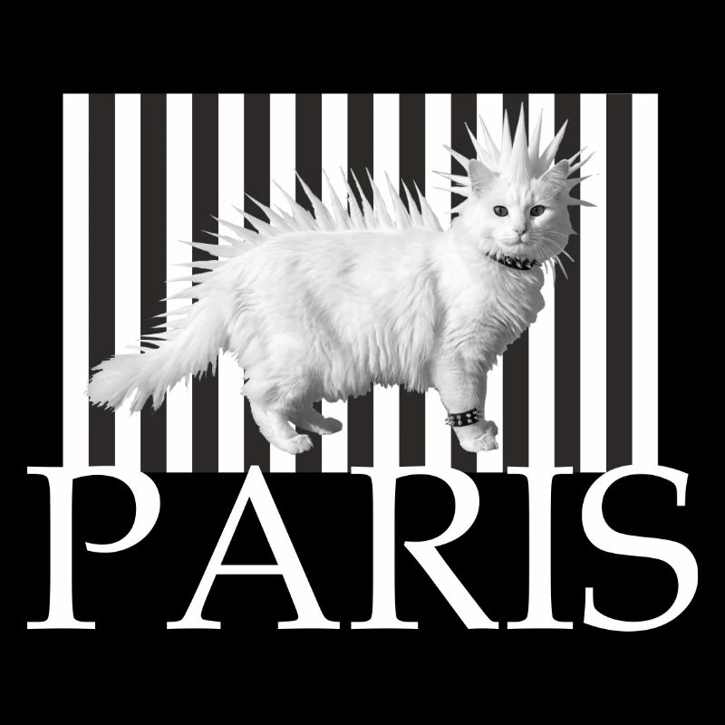 Paris Mohawk Punk Cat in Stripe Print