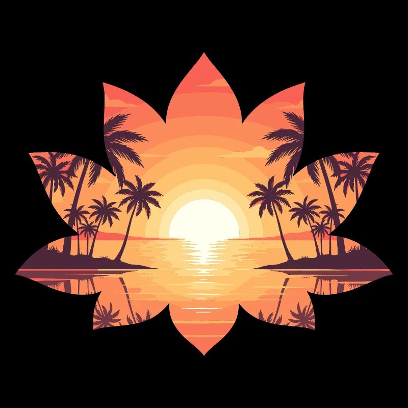 Sunset Island in Lotus Frame