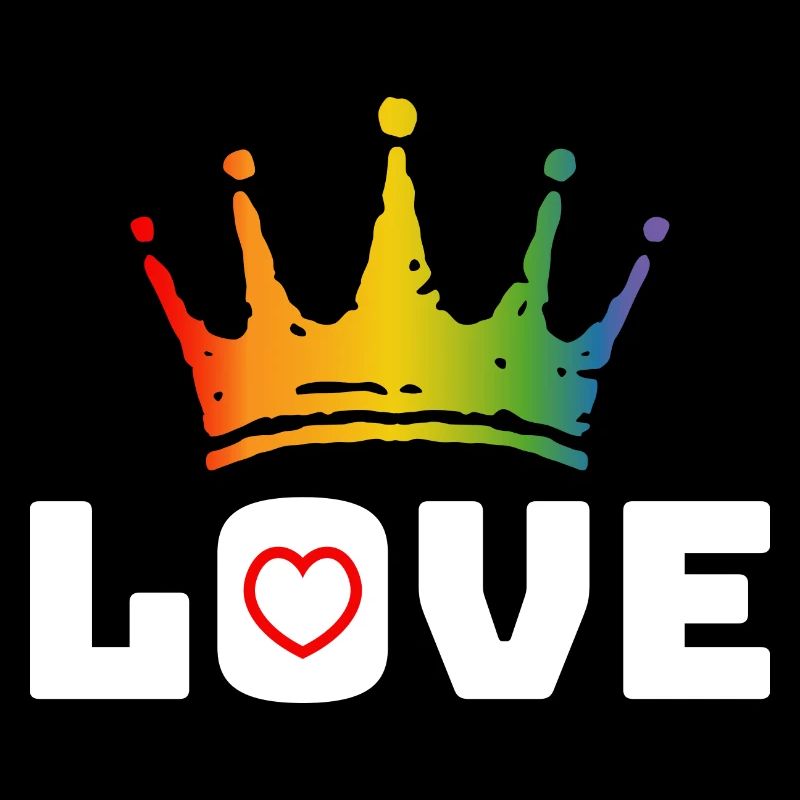 Love Heart red Rainbow crown white lgbt tshirt