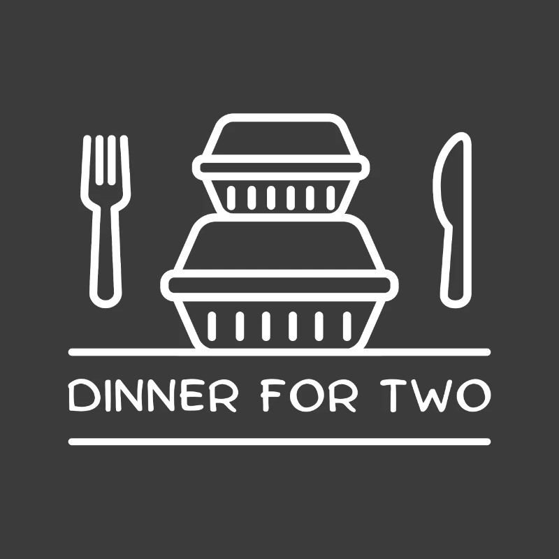 Dinner for two – takeaway boxes, fork, knife.