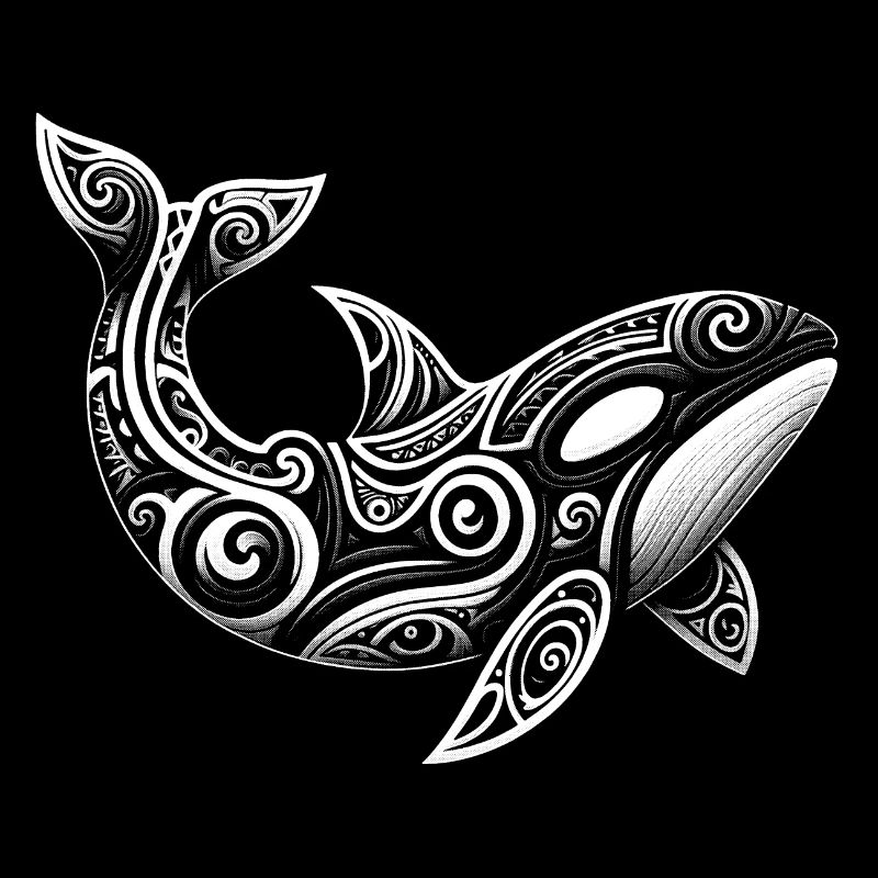 Plongeur orca tribal maori orque