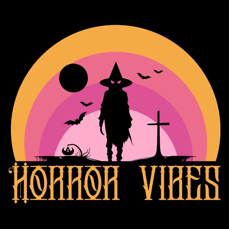 Horror Vibes Witch Silhouette Sunset