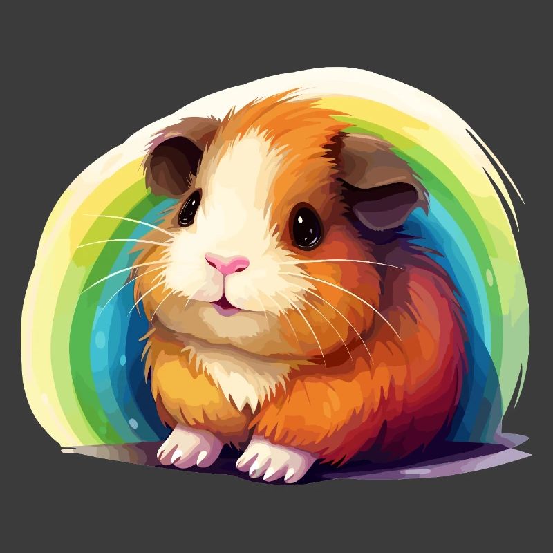 Colorful hamster with rainbow background