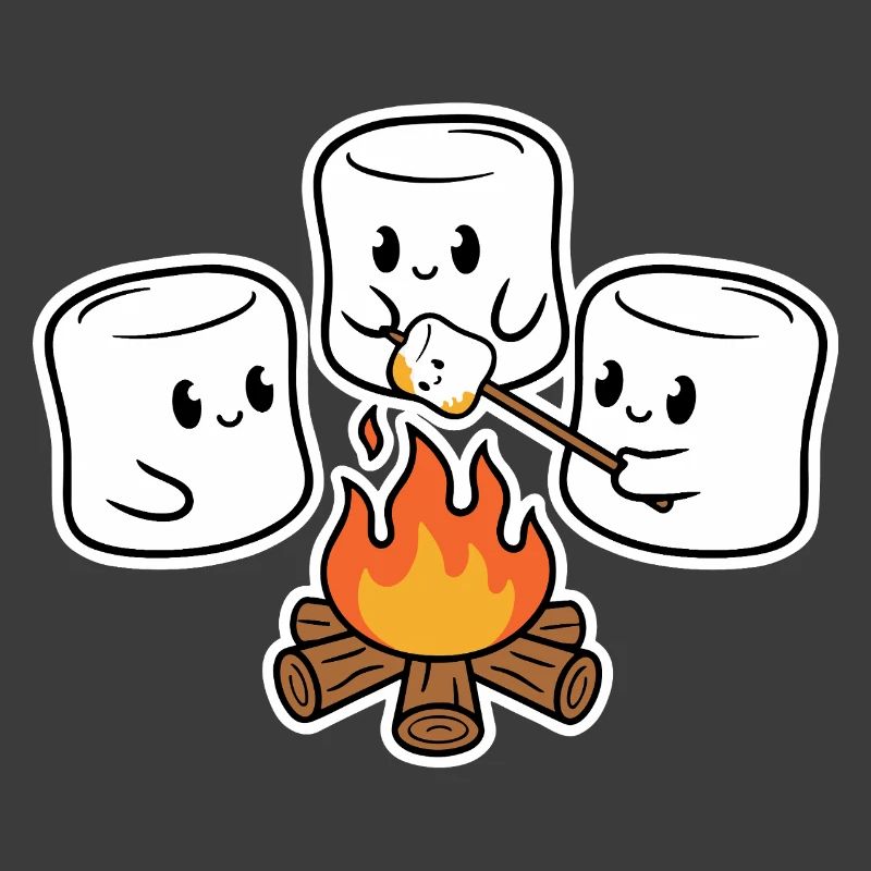 Cuddly marshmallows at the campfire