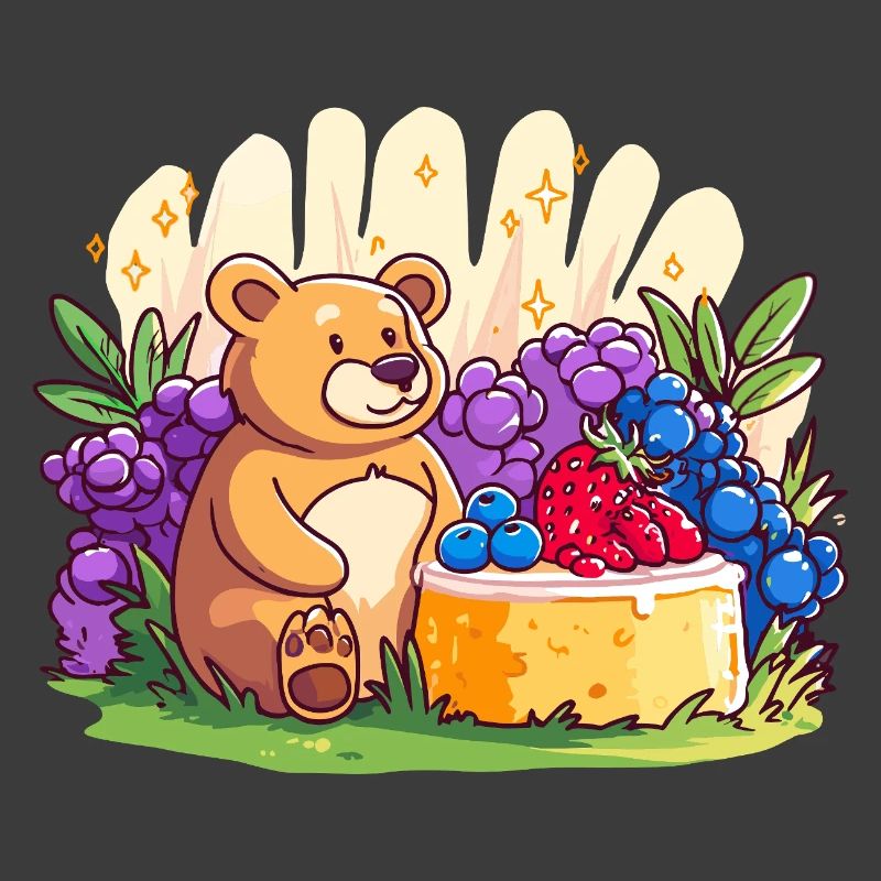 Cuddly bear on fruit cake