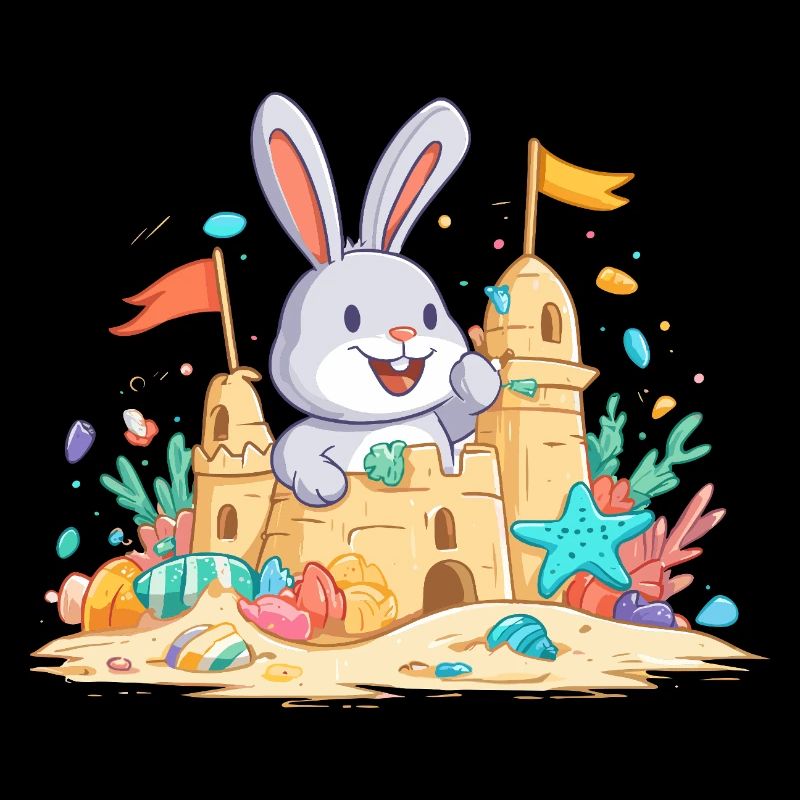 Summer bunny at the sandpit