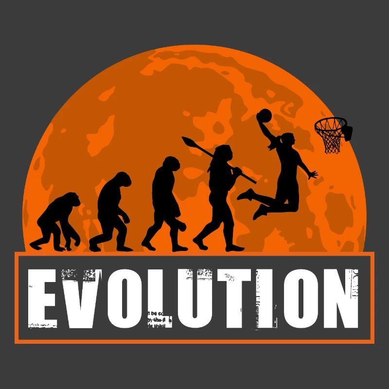 Basketball Evolution Player Dunking Silhouette