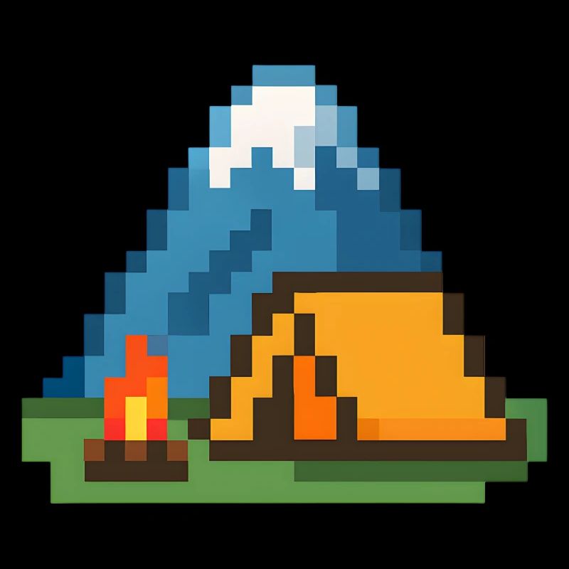 Pixel Campfire at the Mountain Tent