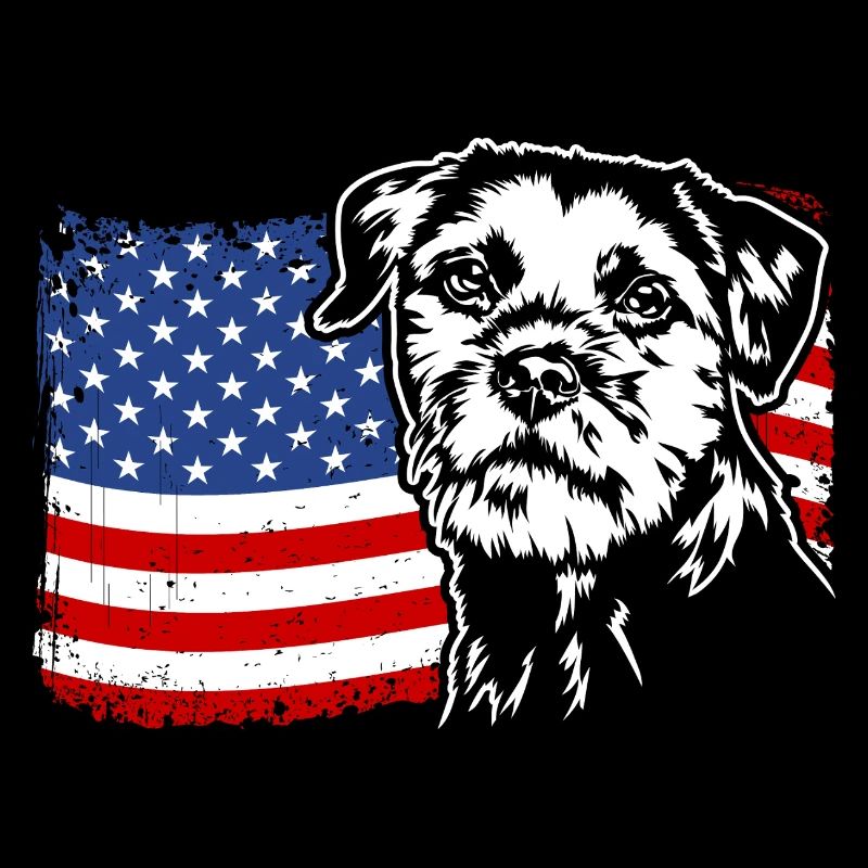 Border Terrier US Amerika Fahne Hunde Wilsigns