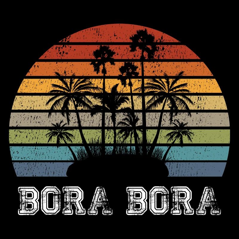 Bora Bora vintage design with palm trees / gift