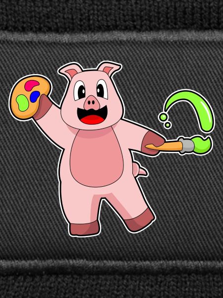 Pig Painter Brush Painting