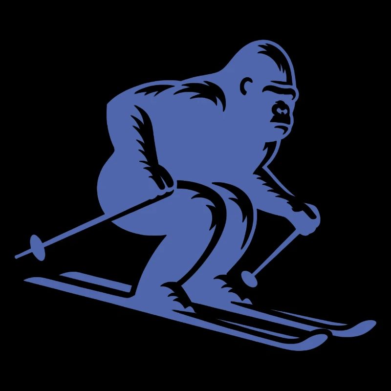 Affe Gorilla Schimpanse Ski Silhouette Design