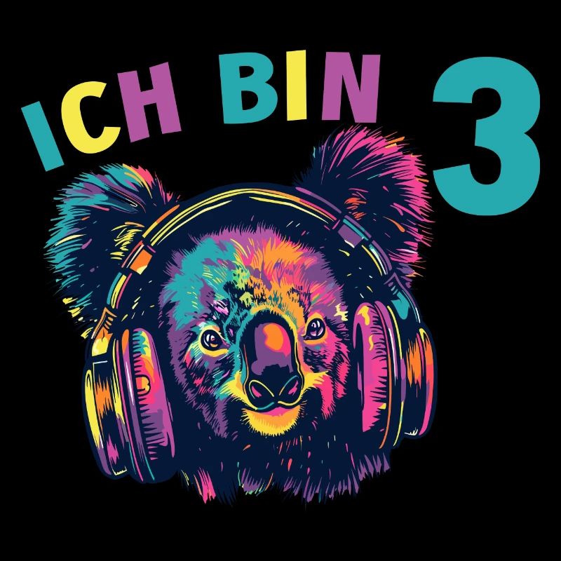 Koala Koalabär 3 Geburtstag Kopfhörer Musik