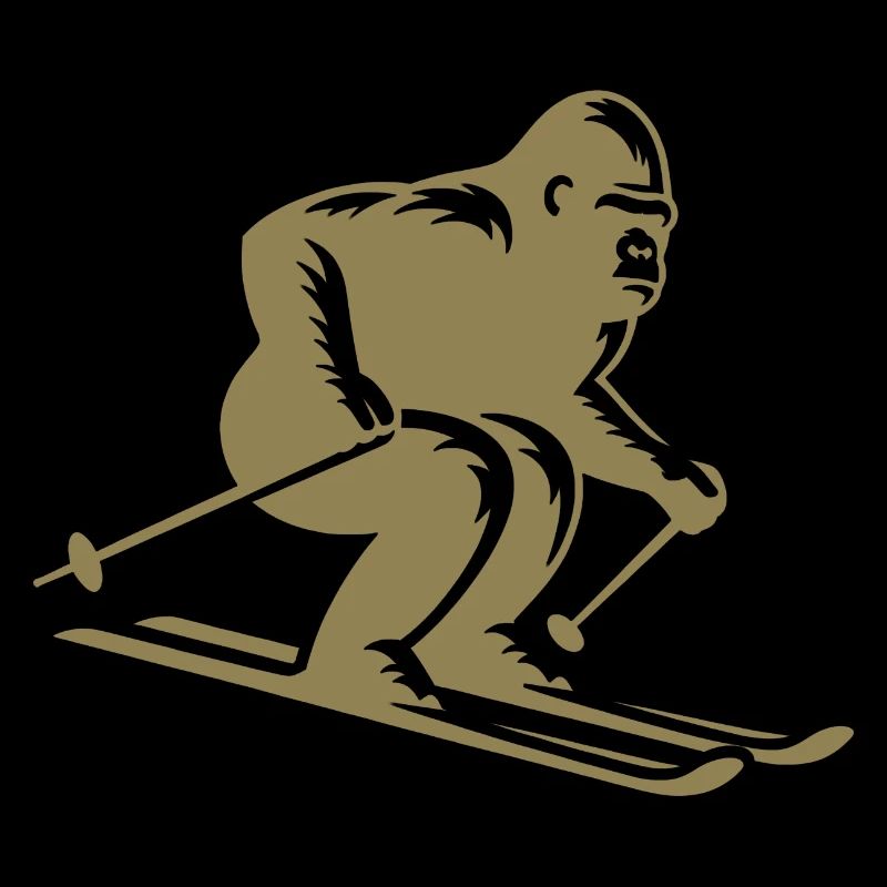 Affe Gorilla Schimpanse Ski Silhouette Design
