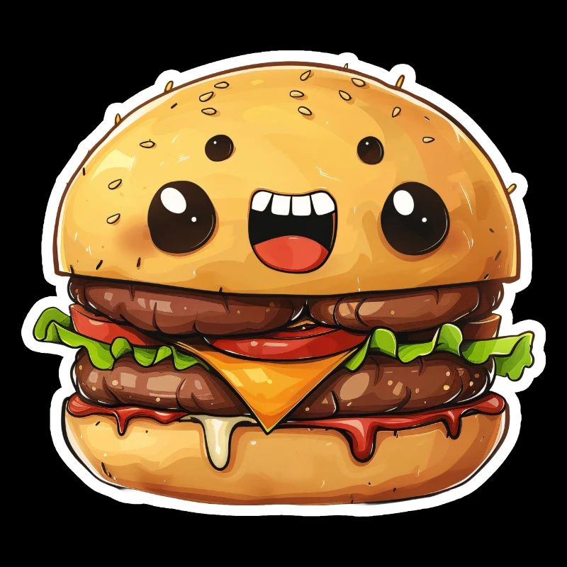 Mignon Kawaii Burger – Design de dessin animé rieur