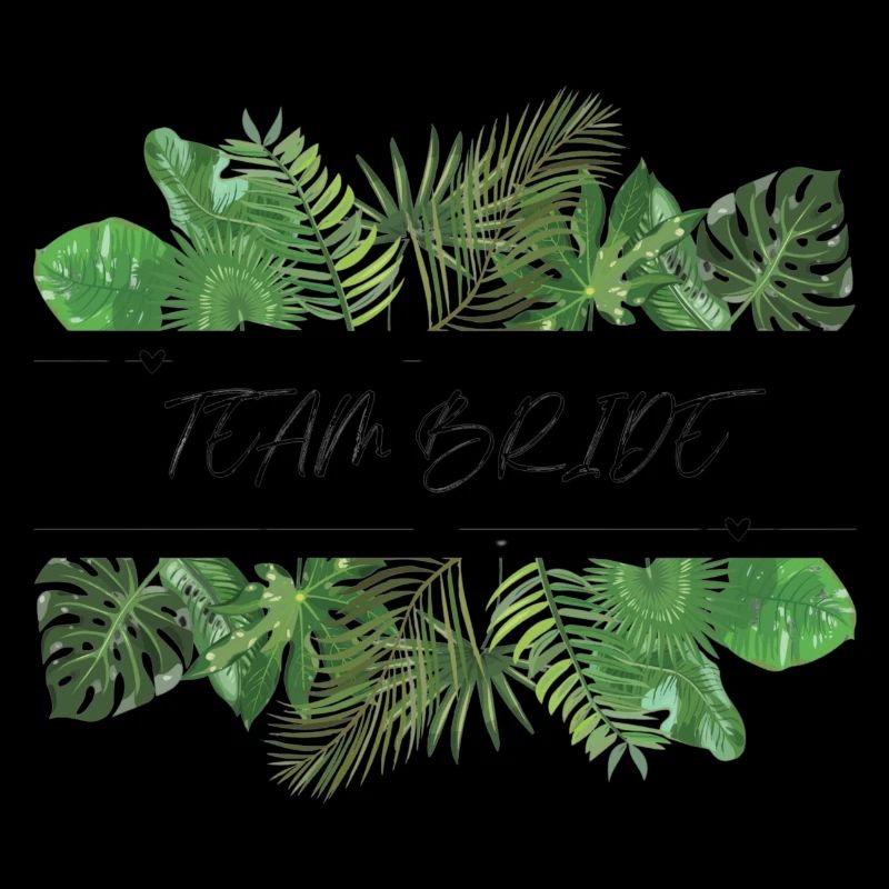 Team Bride Grüne Palmenblätter