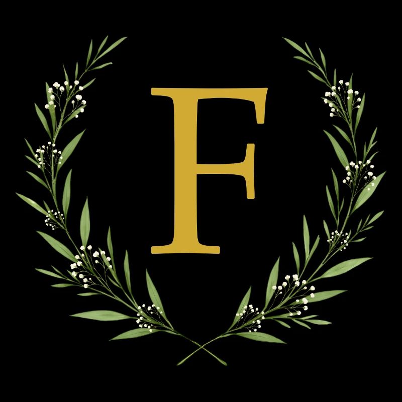 F Monogramm, Eukalyptus Kranz, personalisierbar