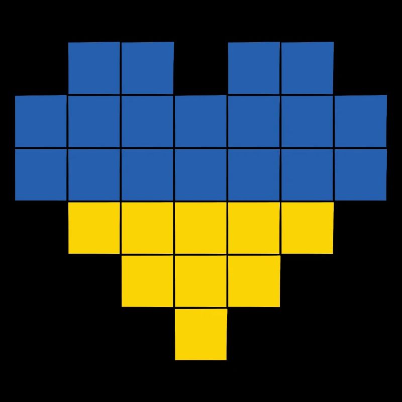 Pixel Heart Ukraine Flag