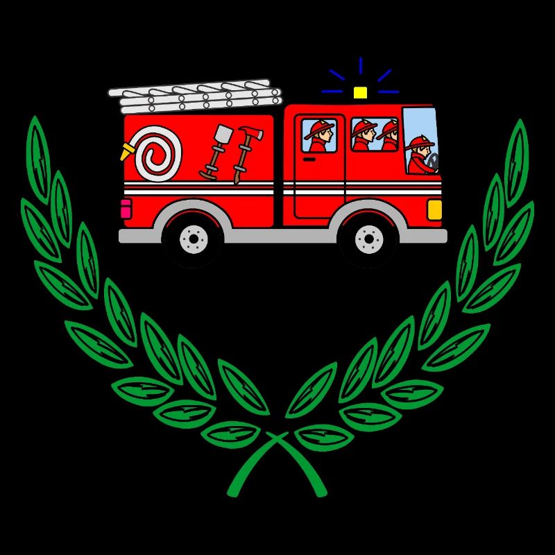 Fire engine in laurel wreath