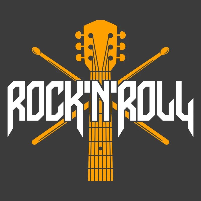 Rock 'N' Roll Guitar and Drumsticks Emblem