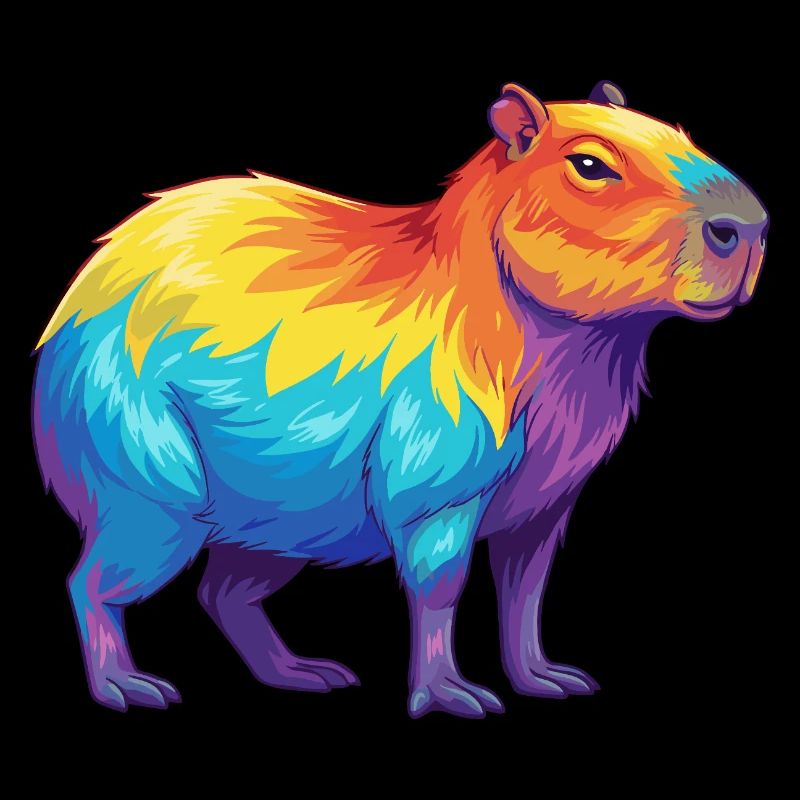 Colorful Capybara Rainbow Pop Art Watercolor