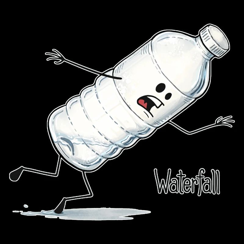 Cascade – Dessin animé de la bouteille d’eau qui tombe