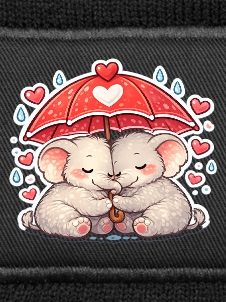 Cuddly Elephants Rain Love