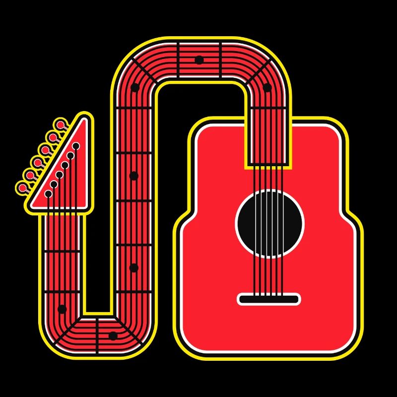 Red Abstract Shape Guitar