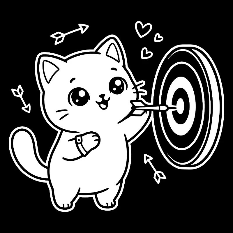 Kawaii Cat Darts Player