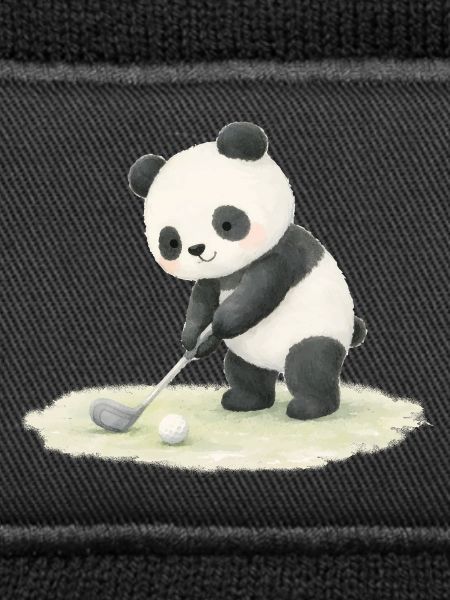 Panda Playing Golf Illustration