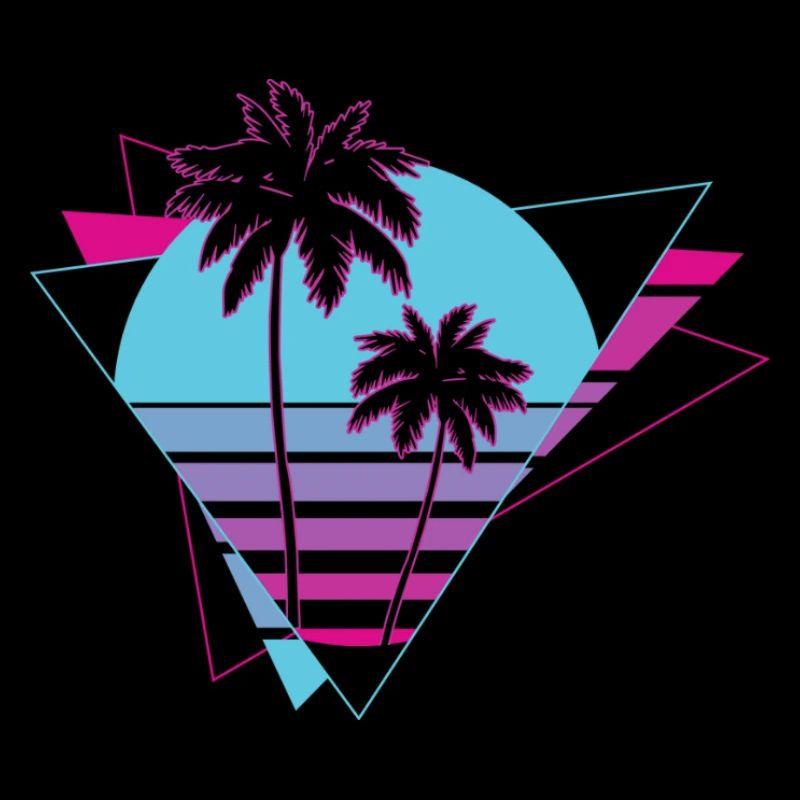Neon Palm Trees Retro Scene