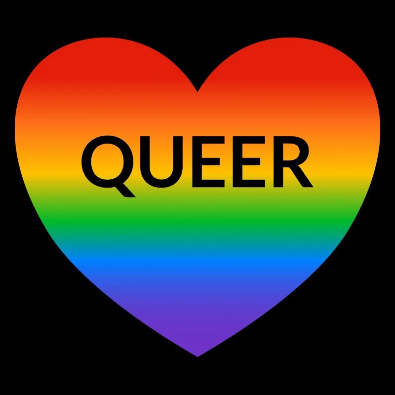 Pride QUEER rainbow heart