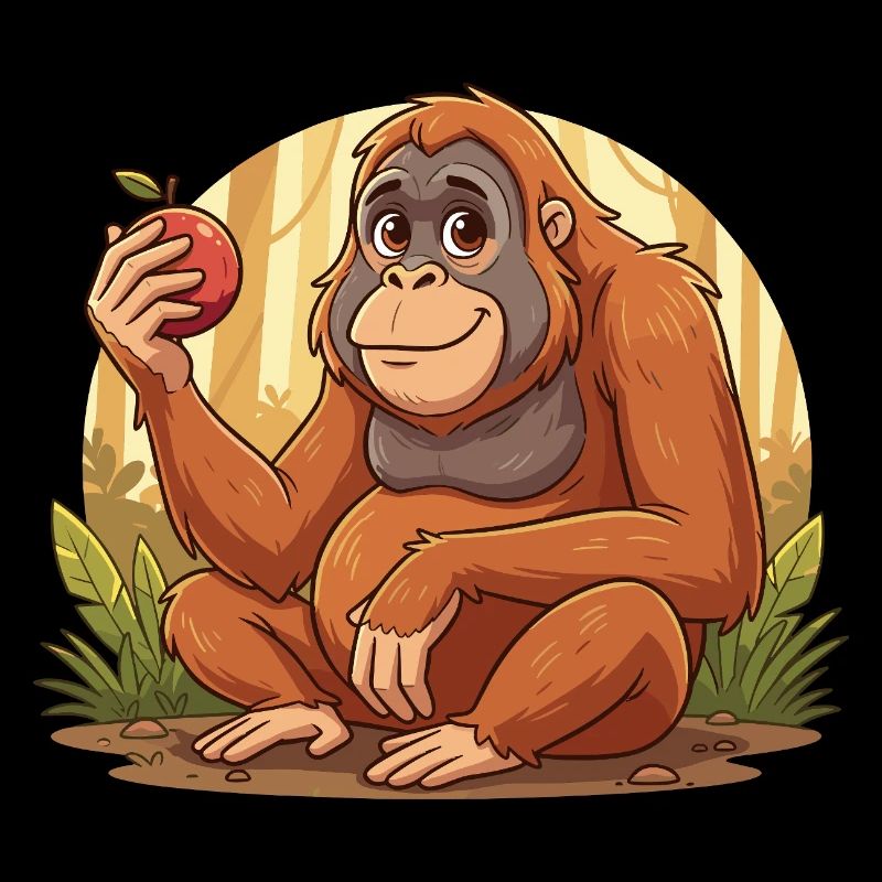 Orangutan mit Apfel – Dschungelcharme