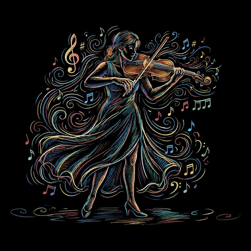 Violoniste jouant du violon Art de dessin
