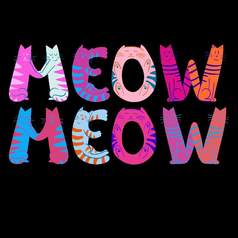 Typographie de dessin animé coloré Chat mignon T shirt 1