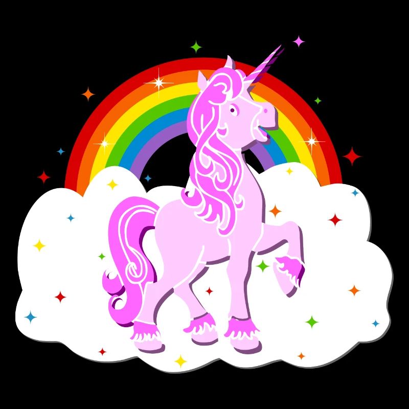pink unicorn rainbow cloud stars