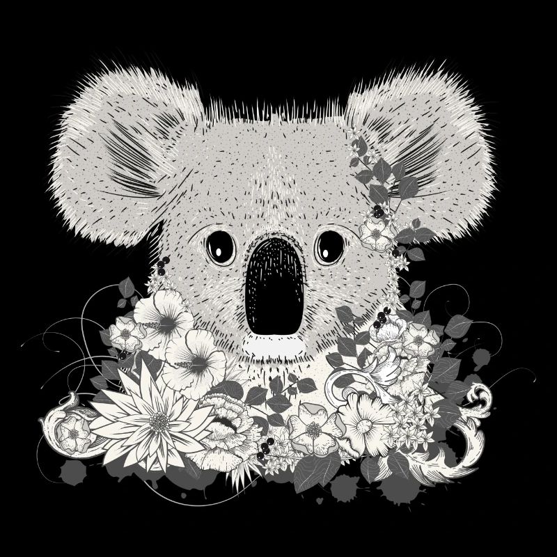 decorated koala bear with flowers and eucalyptus