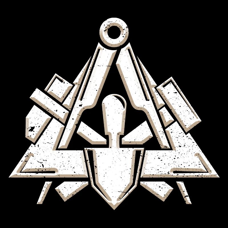 Symbole de la guilde des maçons dans un look grunge 3d cool