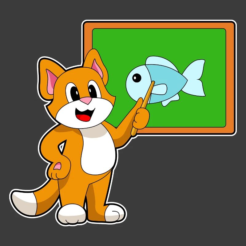 École du professeur chat pointant des bâtons