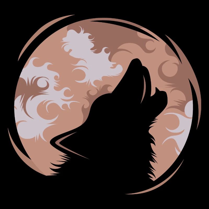Wolf illustration icon logo moon evening icon