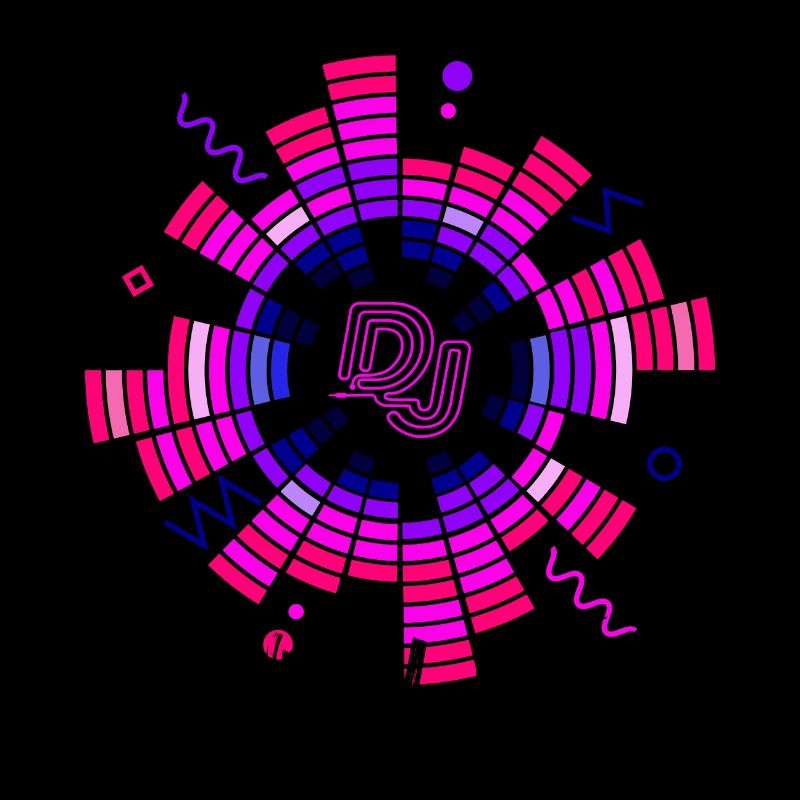 Disco Neon DJ Circle Design