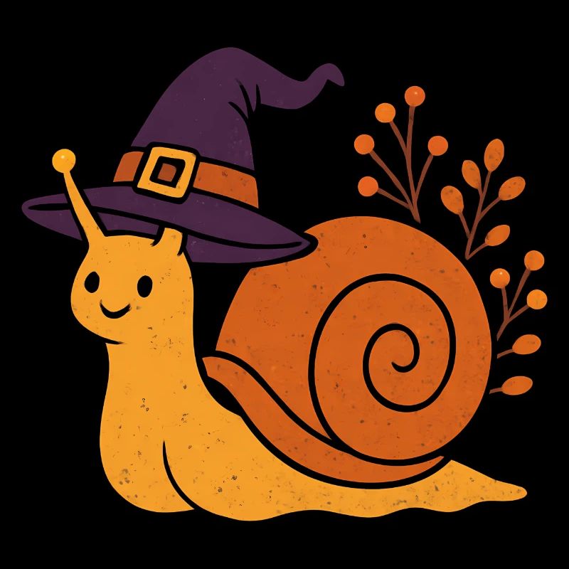 Escargot mignon avec chapeau de sorcière