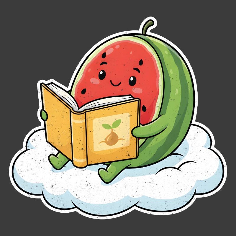 Kawaii melon while reading
