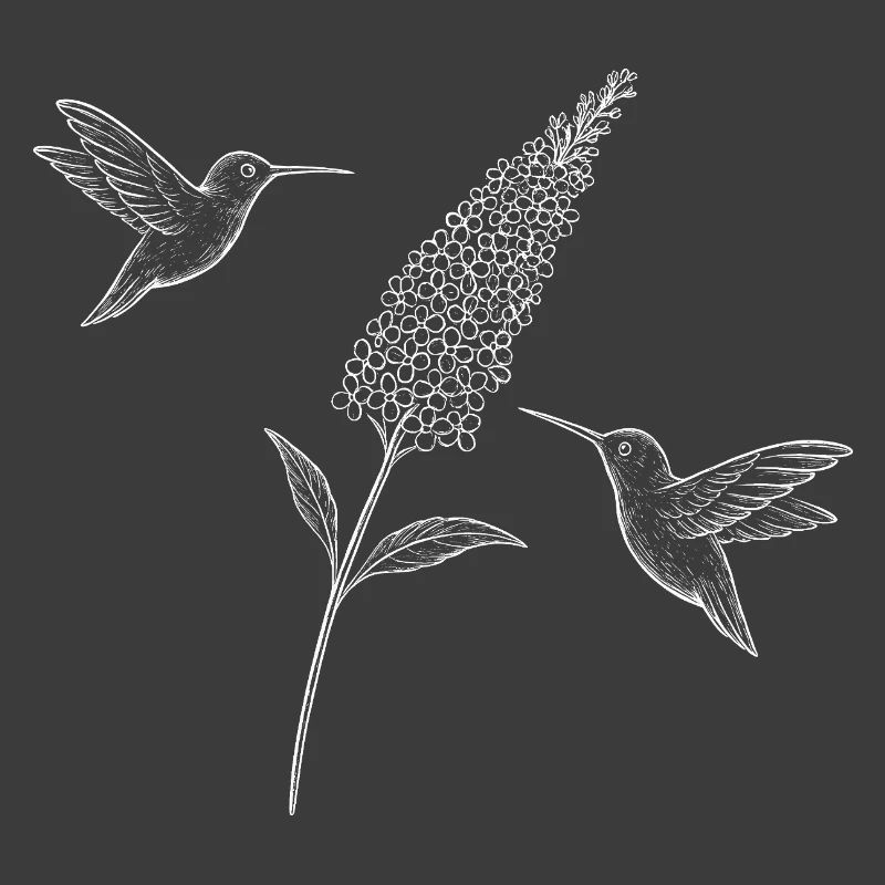 Colibris avec fleur Boho Cottagecore