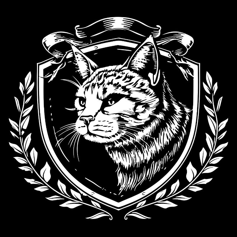 Katzenkopf Wappen im Laurel-Design
