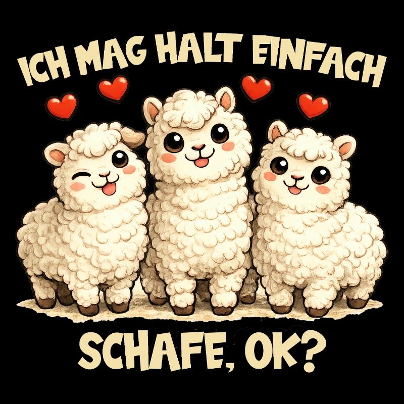 Schafe Comic Motiv mit Herz und lustigem Spruch