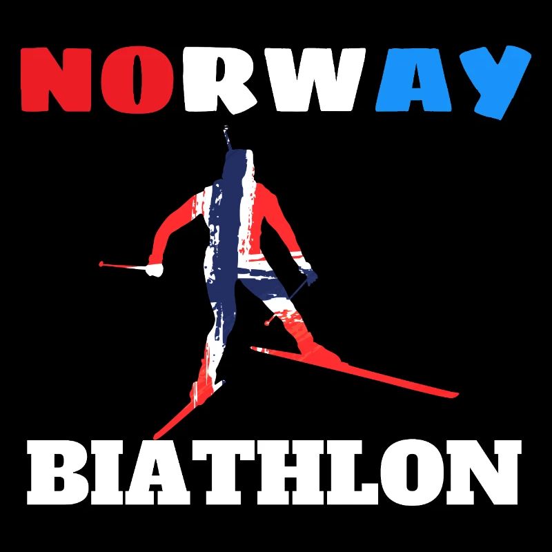 Silhouette biathlète avec drapeau norvégien 