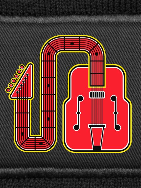 Red Abstract Shape Retro-Gitarre